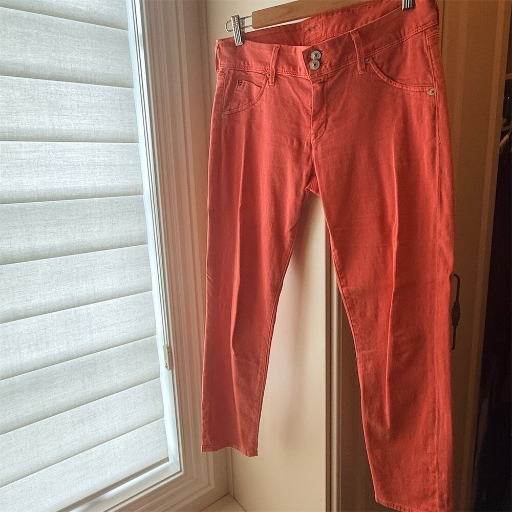 Hudson Jeans Womens Size 29 Coral Orange Skinny Slim Stretch Mid Rise